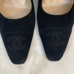 chanel black velvet shoes